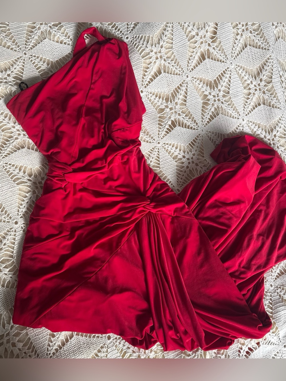 Jessica McClintock Vibrant Red One-Shoulder Dress